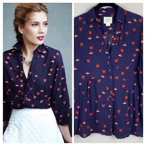 Anthro Maeve Woodland Creatures Fox Blouse